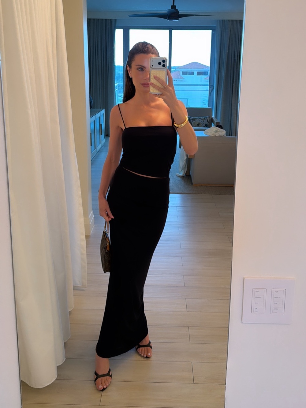 Sleek Black Spaghetti Strap Set